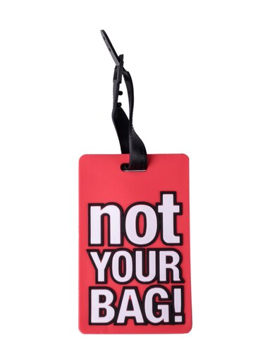 Luggage Tag with Name ID Card, Personalized Identifier ID Labels, Flexible PVC Travel Tags, Secure Travel Luggage Labels for Baggage Identity, Suitcase Tag  &ndash; "NOT YOUR BAG" Text, Red