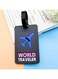 Luggage Tag with Name ID Card, Personalized Identifier ID Labels, Flexible PVC Travel Tags, Secure Travel Luggage Labels for Baggage Identity, Suitcase Tag - "WORLD Traveler" Text Design