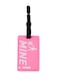 Luggage Tag with Name ID Card, Personalized Identifier ID Labels, Flexible PVC Travel Tags, Secure Travel Luggage Labels for Baggage Identity, Suitcase Tag "Mine!" Design, Pink 3-Piece Set