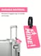 Luggage Tag with Name ID Card, Personalized Identifier ID Labels, Flexible PVC Travel Tags, Secure Travel Luggage Labels for Baggage Identity, Suitcase Tag "Mine!" Design, Pink 3-Piece Set