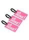Luggage Tag with Name ID Card, Personalized Identifier ID Labels, Flexible PVC Travel Tags, Secure Travel Luggage Labels for Baggage Identity, Suitcase Tag "Mine!" Design, Pink 3-Piece Set