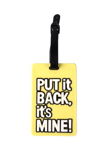 Luggage Tag with Name ID Card, Personalized Identifier ID Labels, Flexible PVC Travel Tags, Secure Travel Luggage Labels for Baggage Identity, Suitcase Tag  &ndash; "PUT IT BACK, It's Mine!" Design, Yellow