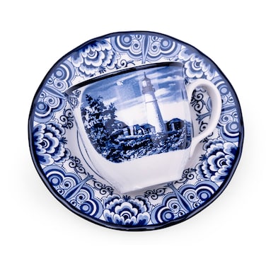 Claytan Halcyon Blue 200 ml Porcelain Coffee &amp; Tea Cup with Matching Saucer (Set Of 1)