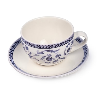 Claytan Callista 240 ml Ceramic Coffee Cup &amp; Saucer Set (Purple &amp; White, Set Of 1)