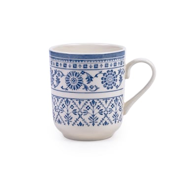 Claytan Plethora 370 ml Porcelain Mug (Grey &amp; White, Set Of 1)
