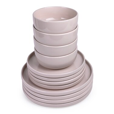 Cuisine Art HOLA 12-Piece Stoneware Dinner Set - Beige