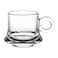 Doyalex Glass Coffee Cup &amp; Saucer Set - 80ml, 12-Pieces, Transparent