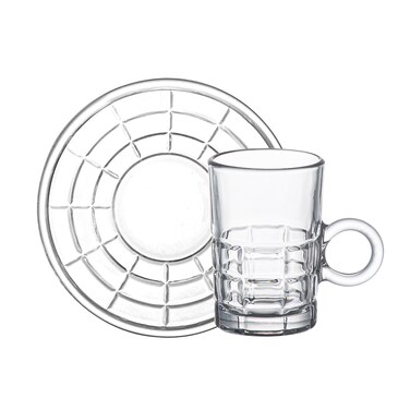 Doyalex Glass Istikan Tea Cup &amp; Saucer Set - 120ml, 12 Pieces, Transparent  (CS-158B)