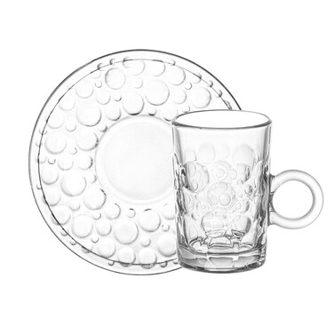 Doyalex Glass Istikan Tea Cup &amp; Saucer Set - 120ml, 12 Pieces, Transparent  (CS-158C)