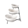 Shallow Porcelain 3-Tier Serving White Bowl Set with Sleek Black Stand (Small Bowl 13CM, Mid Bowl 16CM, Large Bowl 19CM)
