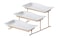 Shallow Elegant Porcelain 3 Tier Rectangle White 33cm Plate with Gold Stand