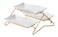Shallow Elegant Porcelain 2 Tier Rectangle White Plate with Gold Stand