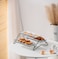 Shallow Elegant Porcelain 2 Tier Rectangle White Plate with Black Stand (Small Plate 33cm, Large Plate 36cm)