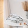 Shallow Elegant Porcelain 2 Tier Rectangle White Plate with Black Stand (Small Plate 33cm, Large Plate 36cm)