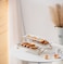 Shallow Elegant Porcelain 2 Tier Rectangle White Plate with Gold Stand (Small Plate 33cm, Large Plate 36cm)