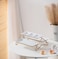 Shallow Elegant Porcelain 2 Tier Rectangle White Plate with Gold Stand (Small Plate 33cm, Large Plate 36cm)