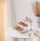 Shallow Elegant Porcelain 3 Tier Rectangle White Plate with Black Stand (Small Plate 27cm, Mid Plate 31cm, Large Plate 35cm)
