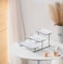 Shallow Elegant Porcelain 3 Tier Rectangle White Plate with Black Stand (Small Plate 27cm, Mid Plate 31cm, Large Plate 35cm)