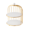 Shallow Elegant 2 Tier Porcelain 26cm Cake Plate with Luxurious Gold Stand