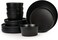 Cuisine Art BOLA 12-Piece Stoneware Dinner Set, Black - Modern Service for 4 - Includes Dinner Plates, Dessert Plates &amp; Bowls - Durable Ceramic Tableware for Everyday Dining &amp; Entertaining