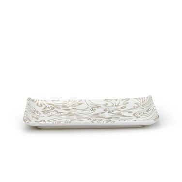 Edessa Elana Ceramic Rectangle Serving Plate (White, 12.5 x 24cm, Set of 1)