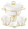 Shallow Amer 17 Piece Porcelain Soup Set with Gold Stand - Modern &amp; Elegant Dining Collection, Soup Bowls