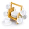 Shallow Elegant Porcelain Bamboo 6 Cup &amp; 6 Saucer Set with Stand, 180ml