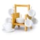 Shallow Elegant Porcelain Bamboo 6 Cup &amp; 6 Saucer Set with Stand, 180ml