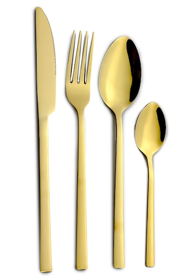 Cuisine Art Ezra 16 Piece Stainless Steel Cutlery Set, Shiny Gold