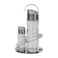 Cuisine Art Soda Lime Glass Cruet Set with Stainless Steel Stand, 4 Pieces, Transparent