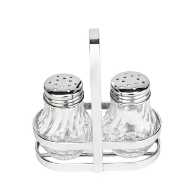 Cuisine Art Soda Lime Glass Salt Set with Stand, 50ml, 2 Pieces, Transparent