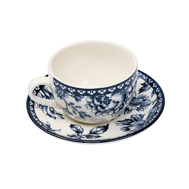 Claytan Rhapsody 240ml Dark Blue Ceramic Cup &amp; Saucer Set (Set of 1)