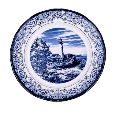 Claytan Lighthouse Blue 12-Inch Ceramic Chop Plate (Set of 1)