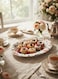 Claytan Earthenware Jasper Oval Platter Floral Pattern, 14 Inch, White   Premium Serving Platter for Main Course, Appetizers, BBQ, Seafood &amp; Desserts Elegant Tableware for Home, Office, Caf&eacute; &amp; Gifting