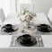 Shallow Stoneware HUA 18 Pc Dinner Set, Black   Hammered Texture Dinnerware Set for 6 People   Plates Bowls &amp; Side Plates Lightweight Stackable Tableware Set for Modern Home Dining