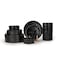 Shallow Stoneware HUA 18 Pc Dinner Set, Black   Hammered Texture Dinnerware Set for 6 People   Plates Bowls &amp; Side Plates Lightweight Stackable Tableware Set for Modern Home Dining
