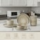 Shallow Stoneware REX 18PCS Dinner Set, Beige   Dinnerware Set Serves 6 People   6 Dinner Plates 6 Side Plates 6 Bowls Lightweight Stackable Plate &amp; Bowl Set for Home Family Meals