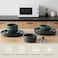 Shallow Stoneware TIM 18 PC Dinner Set, Blue   Lightweight Dinnerware Set for 6 People, 6 Dinner Plates 6 Side Plates 6 Bowls Modern Stackable Dining for Everyday Home Dining Tableware