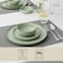 Shallow Stoneware JIO 12PCS Dinner Set, Cyan Rustic Speckle Dinnerware Set  4 Dinner Plates 4 Side Plates 4 Bowls Lightweight Stackable Dining Tableware for Everyday Family Dining