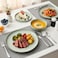Shallow Stoneware JIO 12PCS Dinner Set, Cyan Rustic Speckle Dinnerware Set  4 Dinner Plates 4 Side Plates 4 Bowls Lightweight Stackable Dining Tableware for Everyday Family Dining