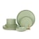 Shallow Stoneware JIO 12PCS Dinner Set, Cyan Rustic Speckle Dinnerware Set  4 Dinner Plates 4 Side Plates 4 Bowls Lightweight Stackable Dining Tableware for Everyday Family Dining