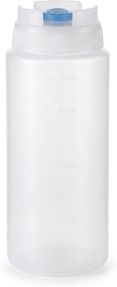 Cuisine Art Squeeze Bottle with Silicone Valve, 360ml Condiment Dispenser for Ketchup, Mayo, Oil, Sauce &amp; Dressing. Leak-Proof PE Bottle for Restaurant, Cafe, Catering &amp; Home Kitchen
