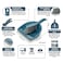 Mondex Mini Dustpan and Brush Set, 32x23 cm Compact Hand Broom with Flexible Flush Rubber Lip, Modern Nesting Countertop Sweeper for Kitchen, Desktop, Coffee Station &amp; Car, Slate Blue