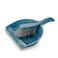 Mondex Mini Dustpan and Brush Set, 32x23 cm Compact Hand Broom with Flexible Flush Rubber Lip, Modern Nesting Countertop Sweeper for Kitchen, Desktop, Coffee Station &amp; Car, Slate Blue