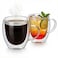 Cuisine Art Borosilicate Glass Double Wall Glass with Handle 250ml Set of 2   Transparent Heat Resistant Tea Coffee Cups   Insulated Microwave &amp; Dishwasher Safe Glassware
