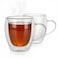Cuisine Art Borosilicate Glass Double Wall Glass with Handle 250ml Set of 2   Transparent Heat Resistant Tea Coffee Cups   Insulated Microwave &amp; Dishwasher Safe Glassware