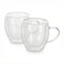Cuisine Art Borosilicate Glass Double Wall Glass with Handle 250ml Set of 2   Transparent Heat Resistant Tea Coffee Cups   Insulated Microwave &amp; Dishwasher Safe Glassware