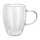 Cuisine Art Borosilicate Glass Double Wall Glass with Handle 350ml Set of 2   Transparent Heat Resistant Tea Coffee Cups   Insulated Microwave &amp; Dishwasher Safe Glassware
