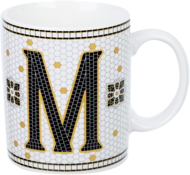 Cuisine Art Letter M Printed Porcelain Ceramic Tea Coffee Mug - 300ml - Stylish and Durable Mug for Hot Beverages