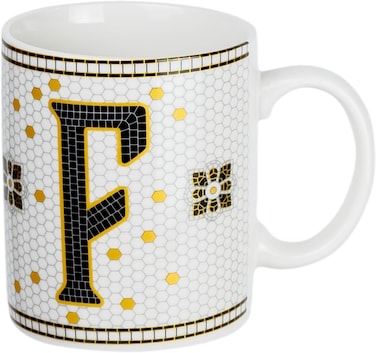 Cuisine Art Letter F Printed Porcelain Ceramic Tea Coffee Mug - 300ml - Stylish and Durable Mug for Hot Beverages